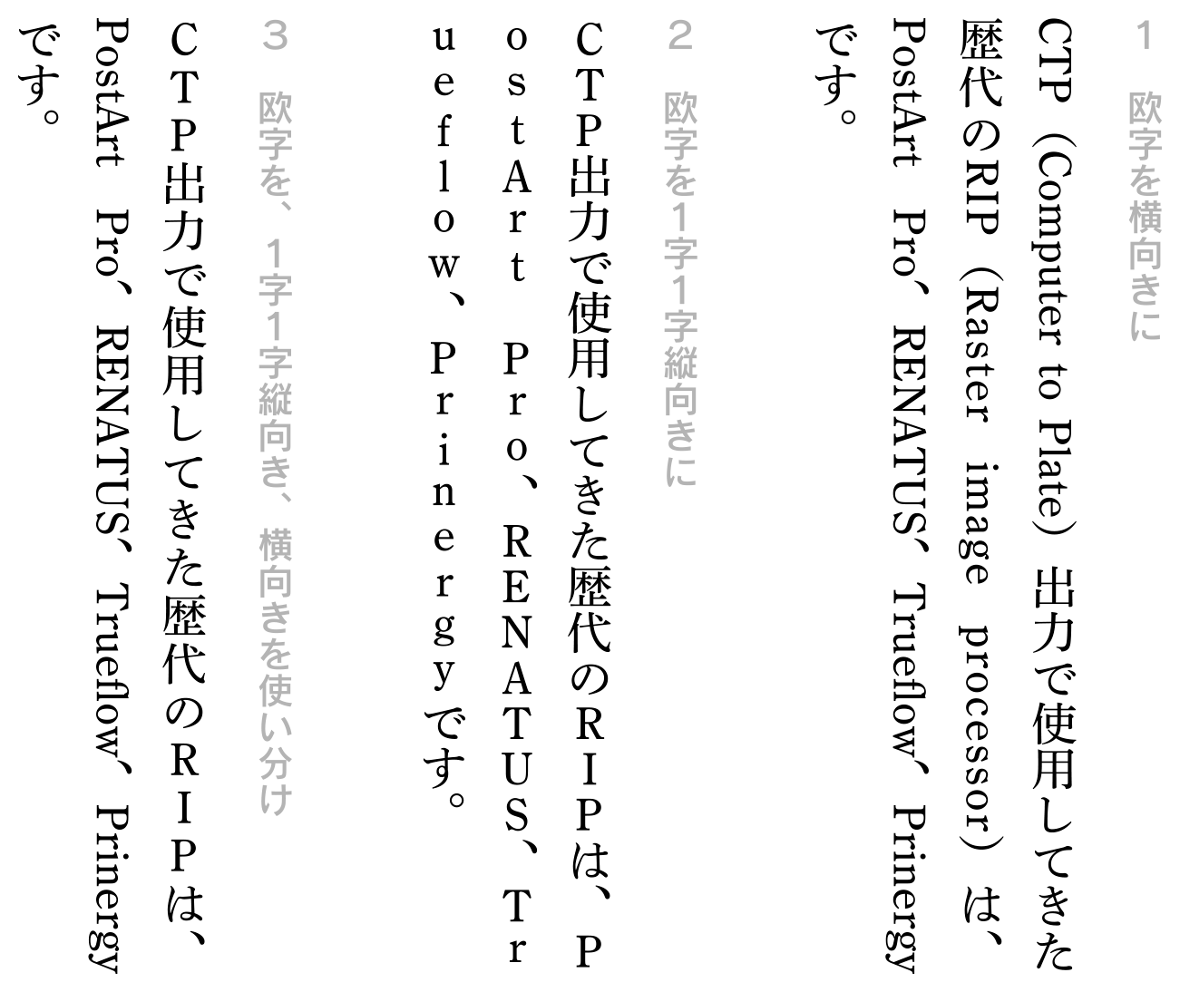 234 タテ組みの欧字の向きをどうするか Dr シローの覚え書き